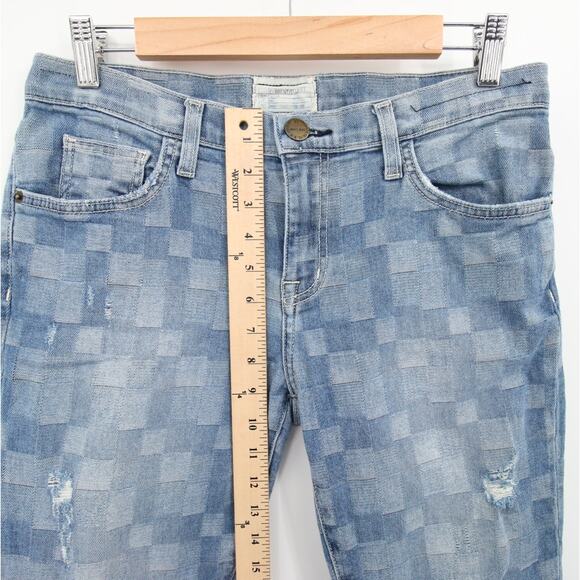 Current/Elliott Jeans Blue Distressed Checkered Grid Fling Slim Boyfriend 26 - Picture 6 of 14